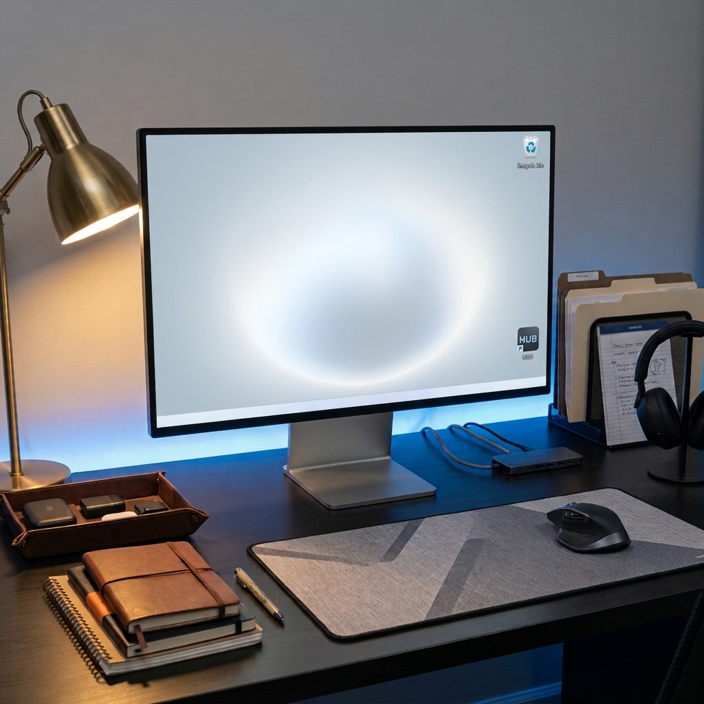 Clean desktop with only the Hub shortcut